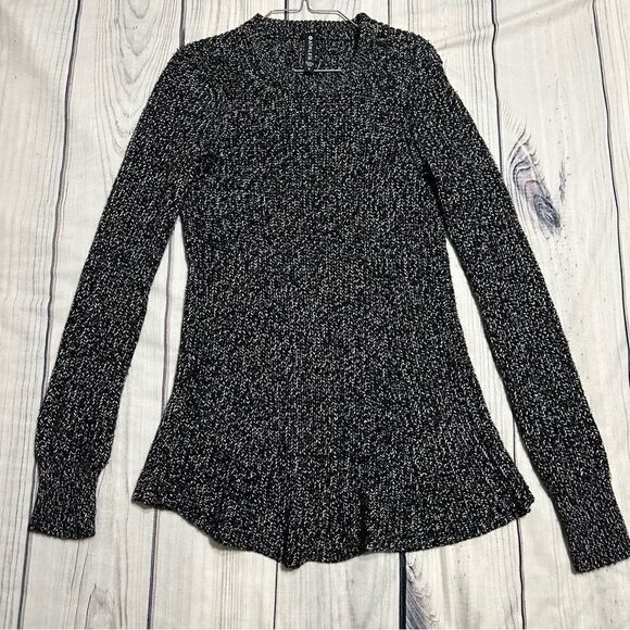 Athleta Sierra Tunic Sweater Womens Sz Small Black Marled Crew Wool Blend Knit - Picture 5 of 5